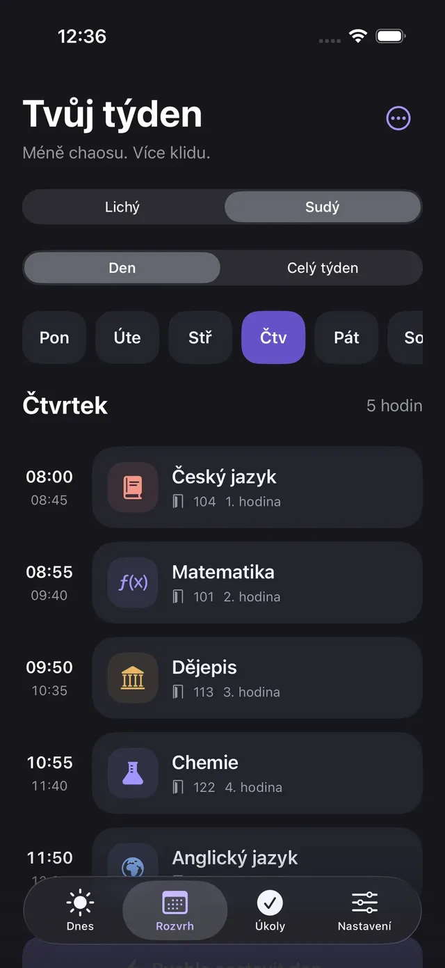 Ať rozvrh sám ví, jaký je týden