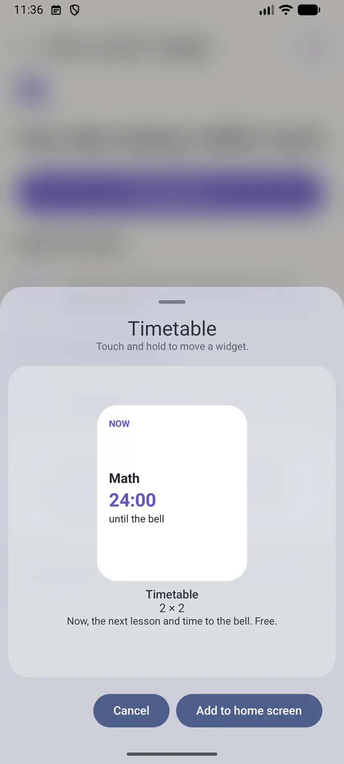 School timetable widget – Lekto